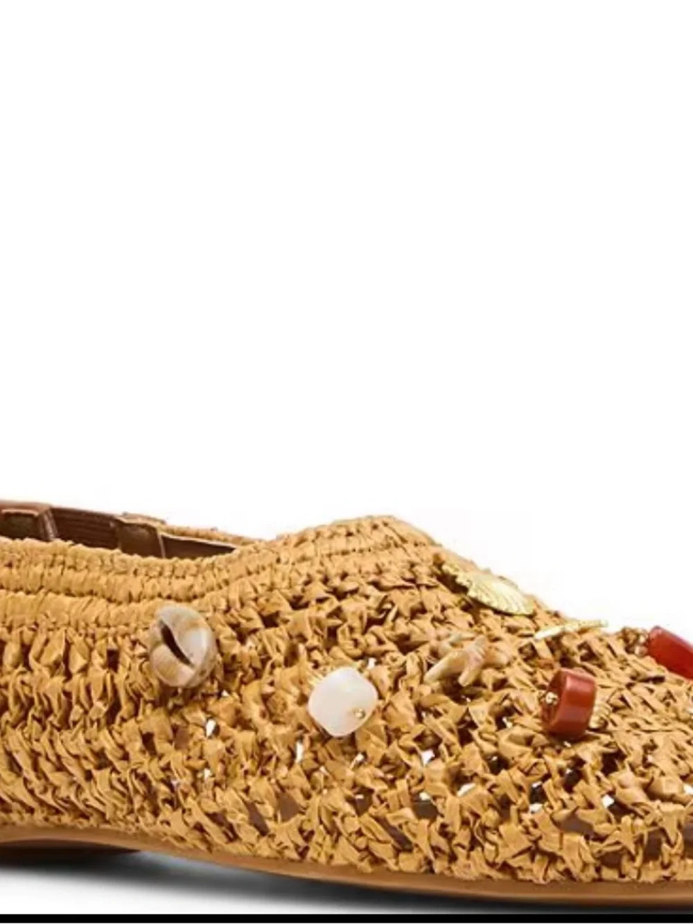 Steve Madden Tan Crochet Slip-On Flat with Shell & Bead Accents 8.5 new in box